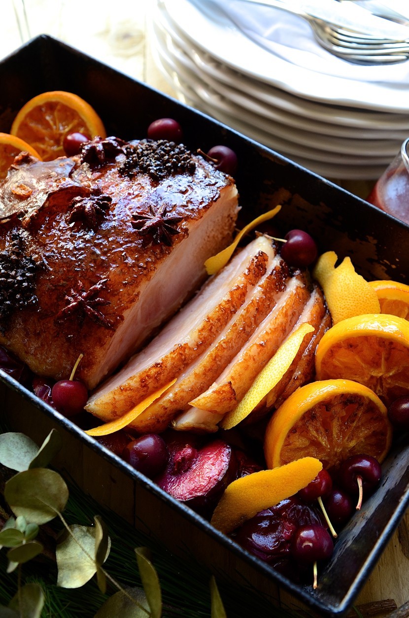 Maple glazed gammon with plum sauce | Roast | Plum and star anise sauce recipe |