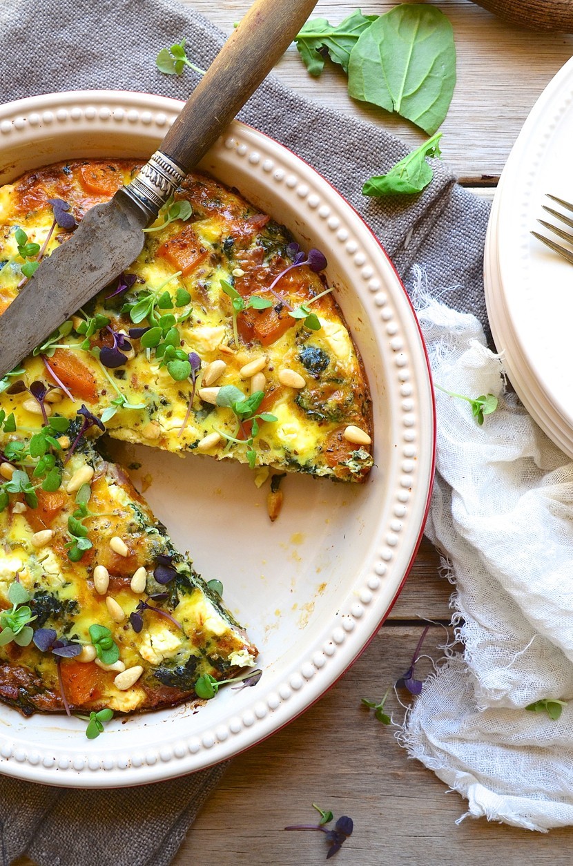 Roast butternut crustless quiche