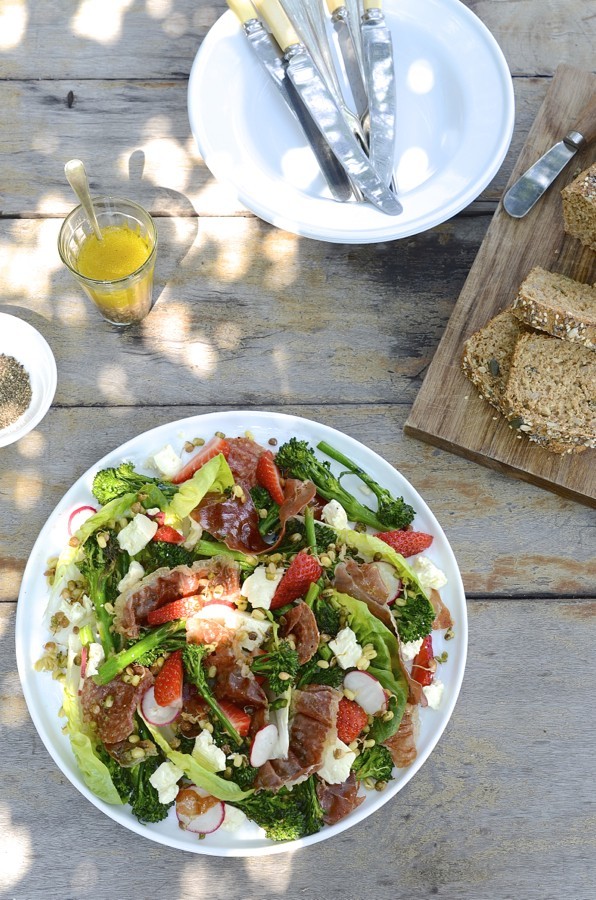 Prosciutto, strawberry and feta salad