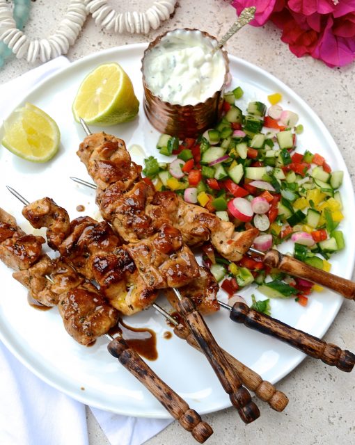 Greek chicken kebabs