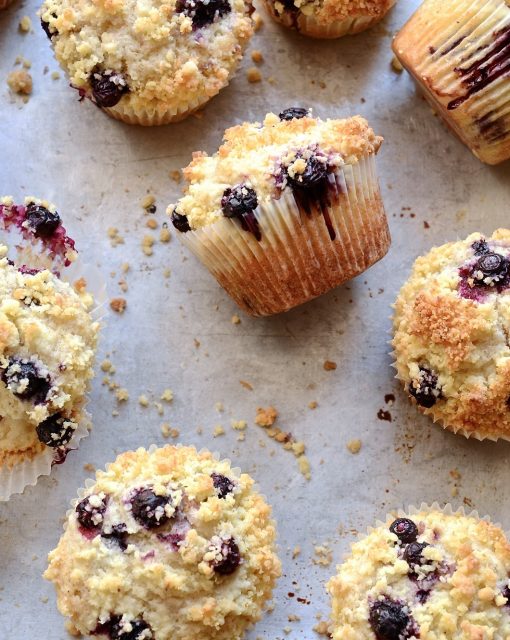 Blueberry coconut crumble muffins