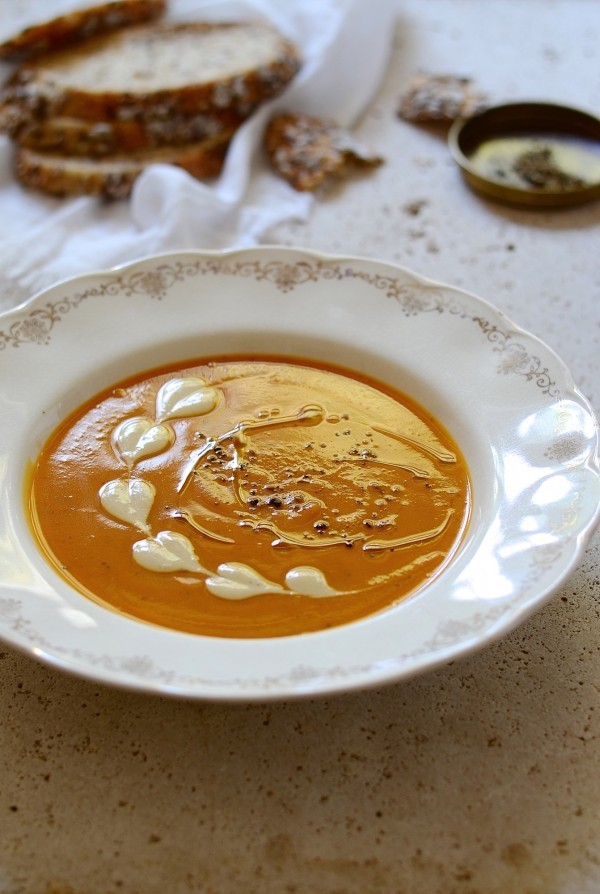 'Leftovers' roast vegetable harissa soup