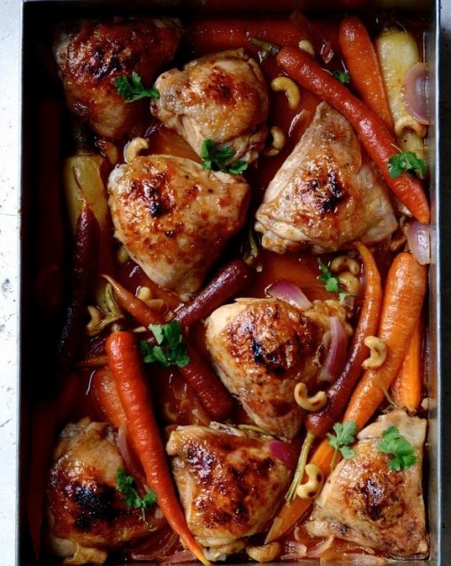 Chinese mandarin chicken tray bake