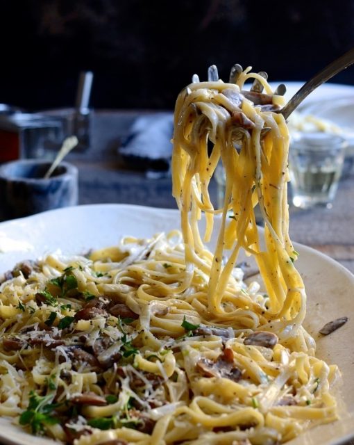 Lemon cream mushroom tagliatelle