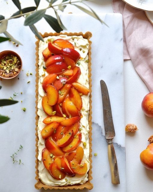 Nectarine tart with thyme honey