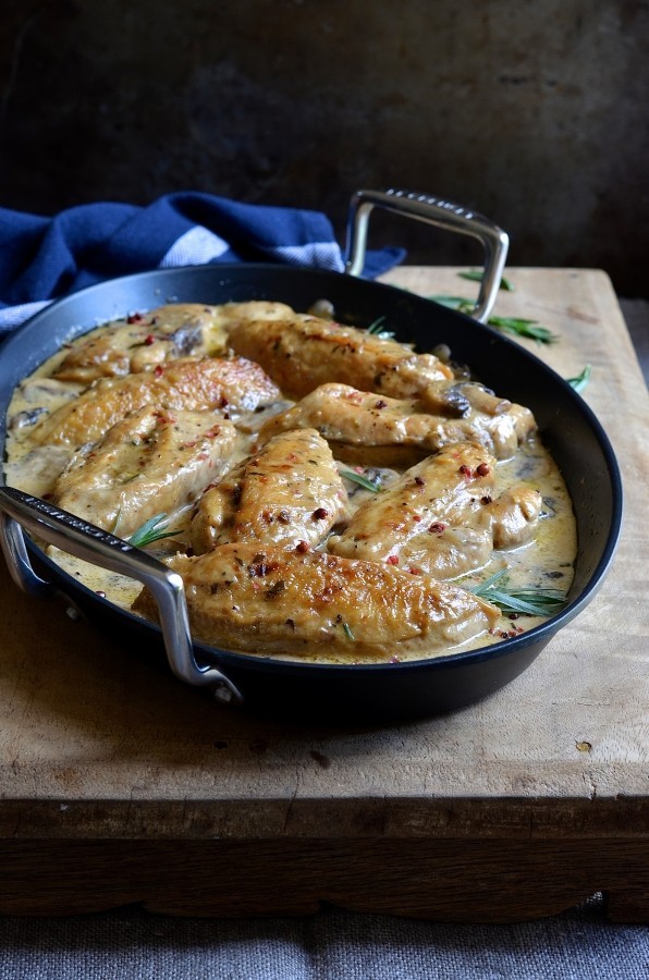 Tarragon cream chicken with pink peppercorns