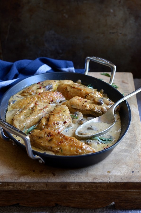 Tarragon cream chicken with pink peppercorns