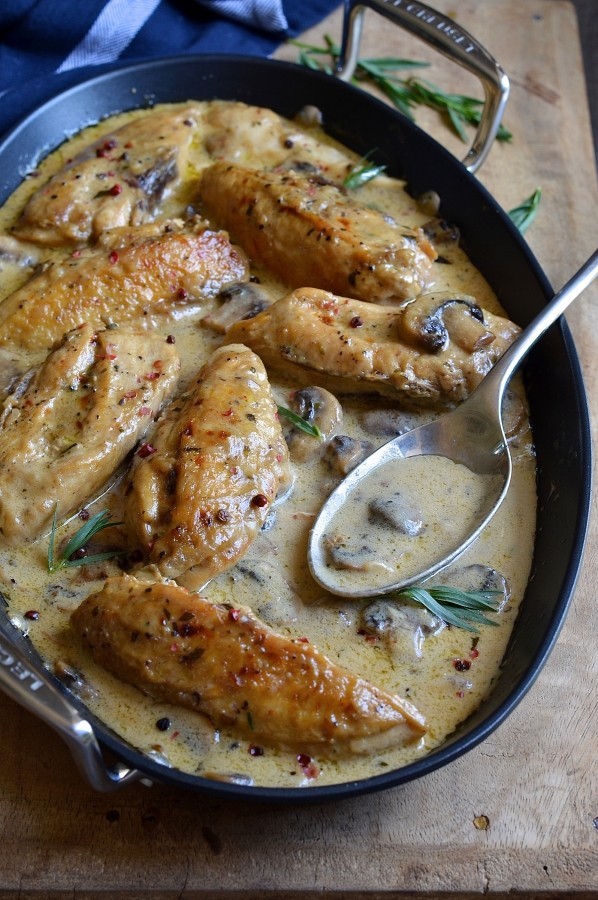 Tarragon cream chicken with pink peppercorns