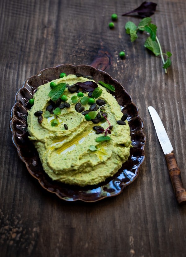 Minted pea hummus from the Whole Cookbook