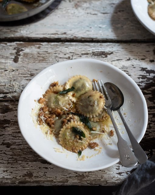 Ten minute walnut and sage ravioli