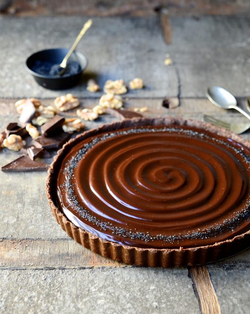 No bake caramel walnut tart