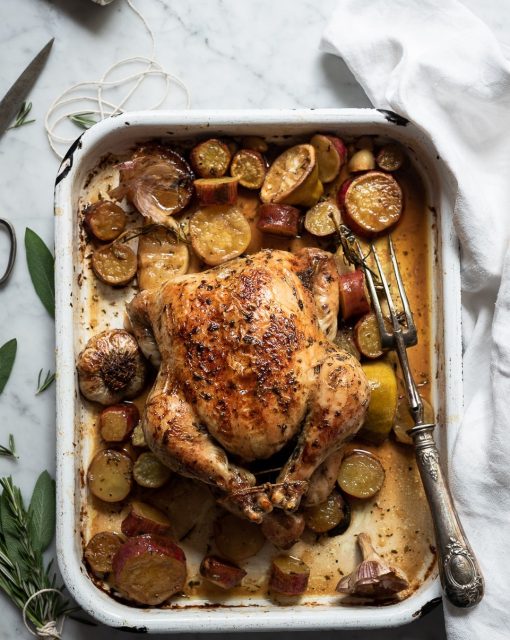 Buttered roast chicken