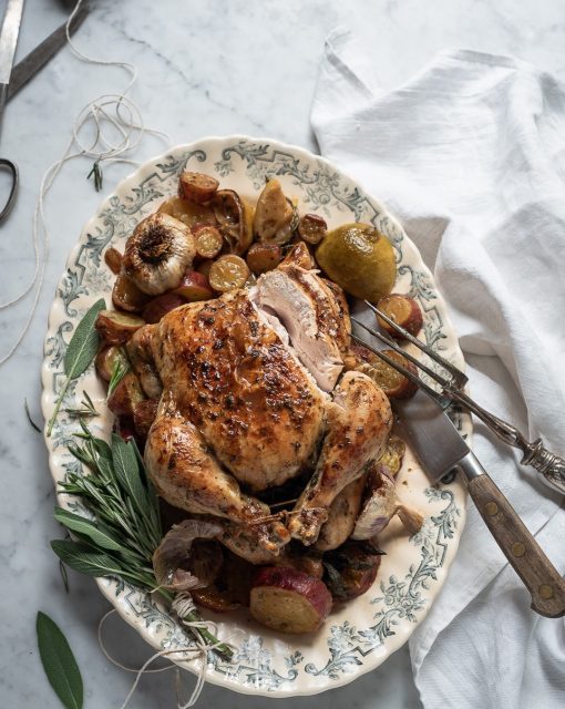 Buttered roast chicken