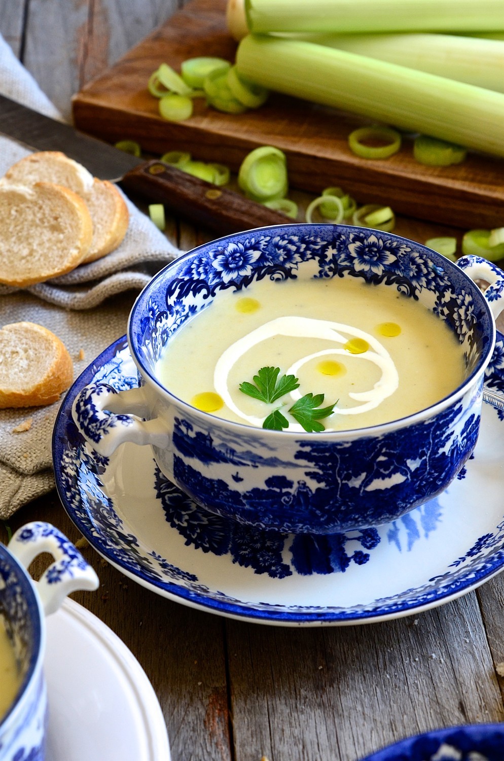 Pear, brie and leek soup