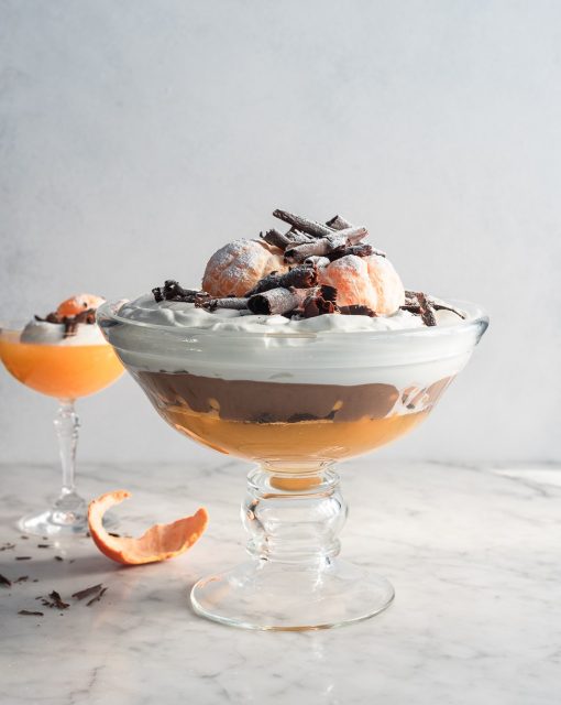 Mandarin and chocolate trifle