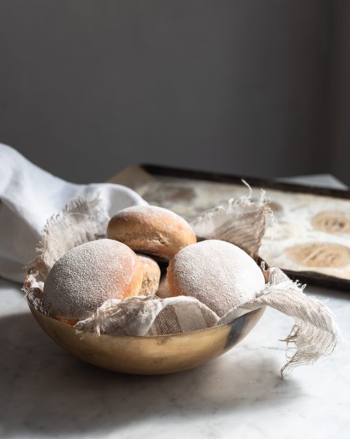 Floured milk bread buns