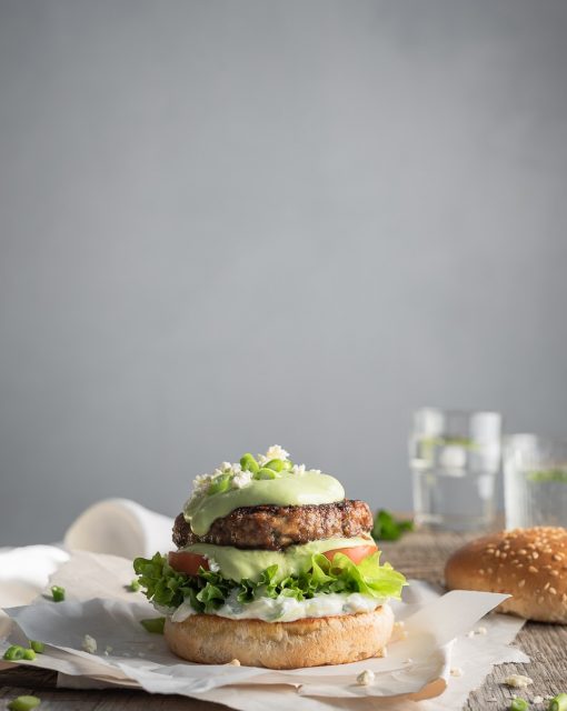 Greek-style beef burgers with mint tzatziki