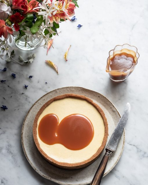 Milk tart cheesecake with Rum caramel