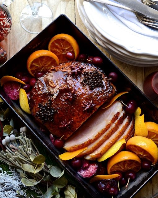 Maple glazed gammon with plum sauce