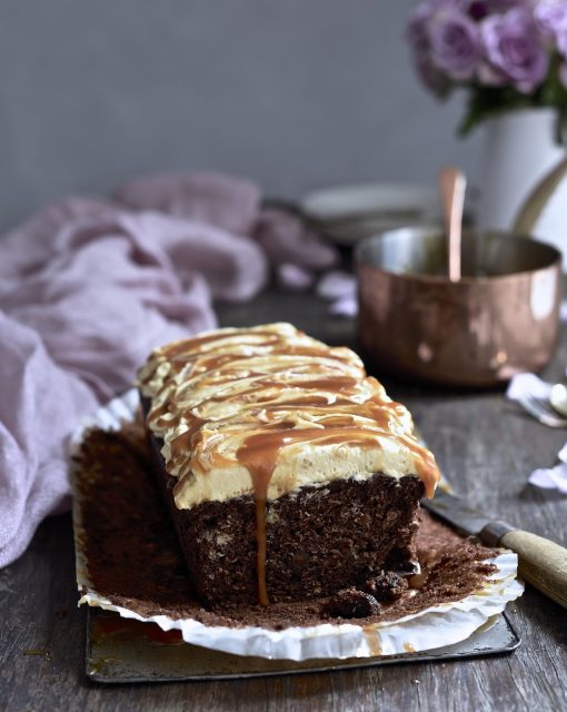 Frosted peanut butter banana bread