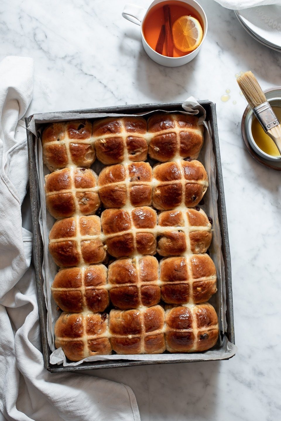 Honey butter hot cross buns