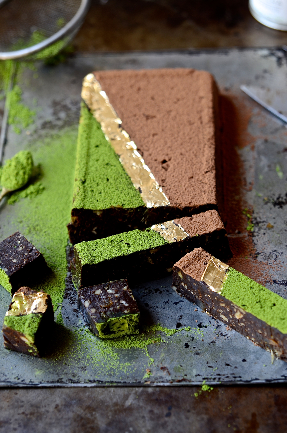 Matcha date fudge