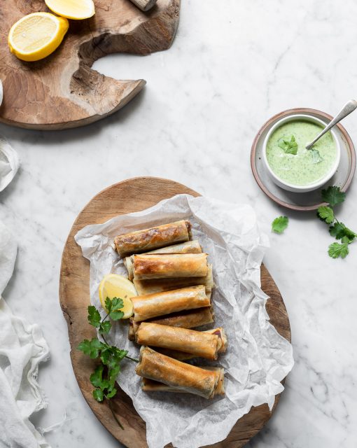 Spring Rolls with herb yoghurt