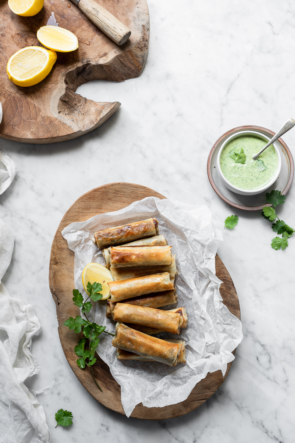 Spring Rolls with herb yoghurt