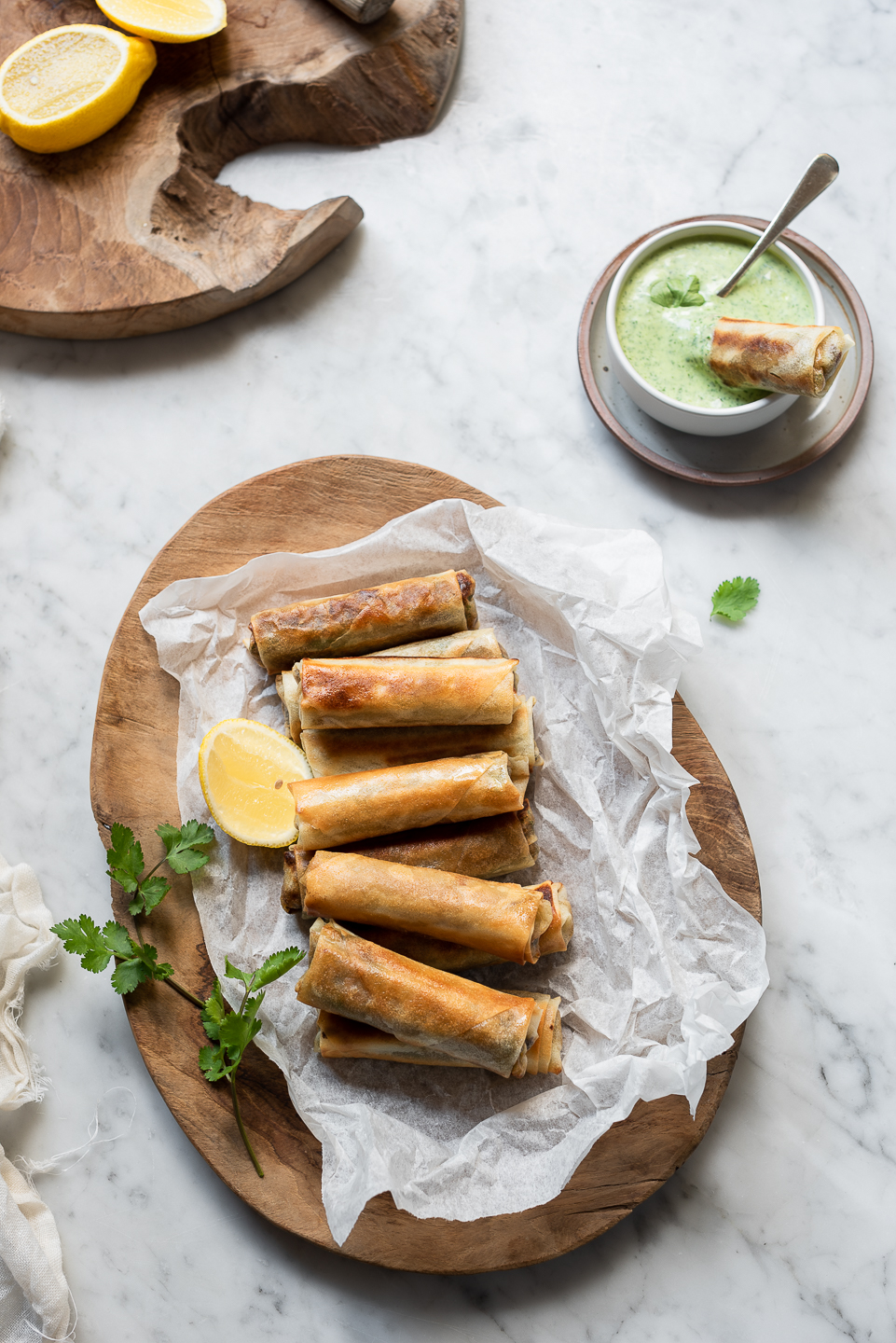 Spring Rolls with herb yoghurt