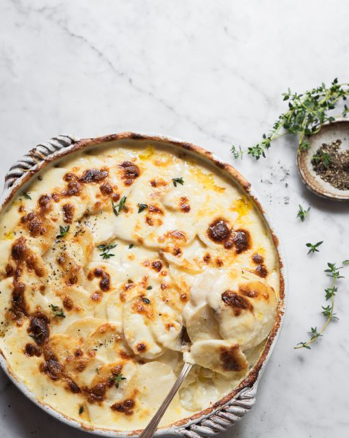 Garlic cream scalloped potatoes