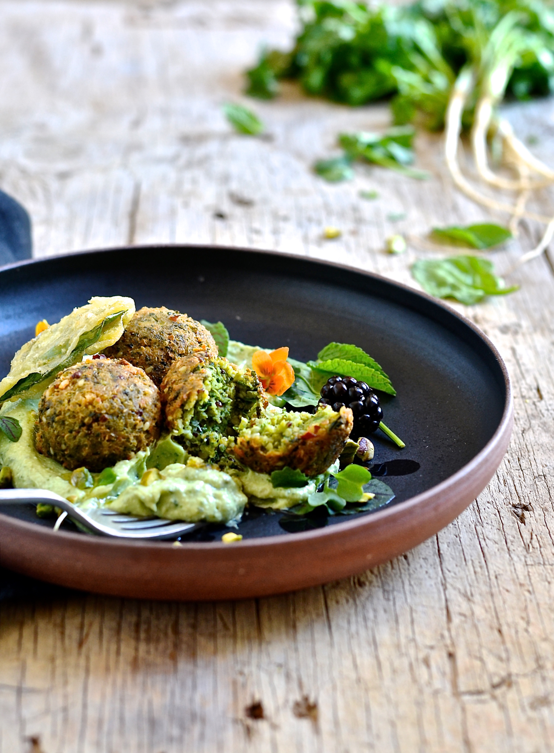 Spinach and quinoa falafel