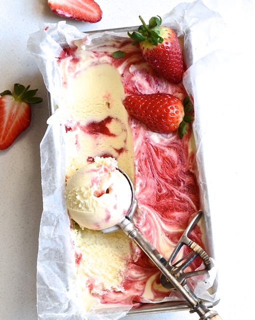 Strawberry and gin ice cream