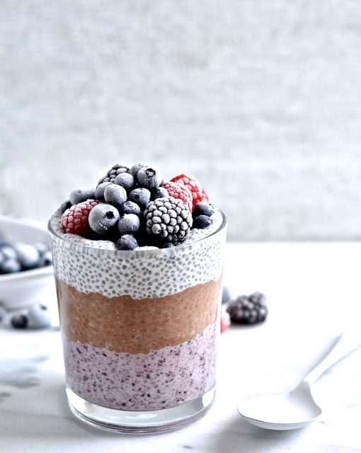 Neapolitan chia berry puddings