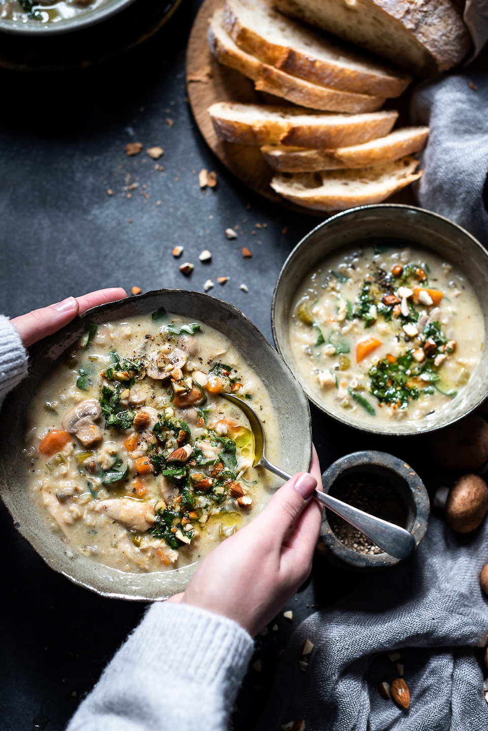 Wild Rice Chicken Soup with Minty Salsa