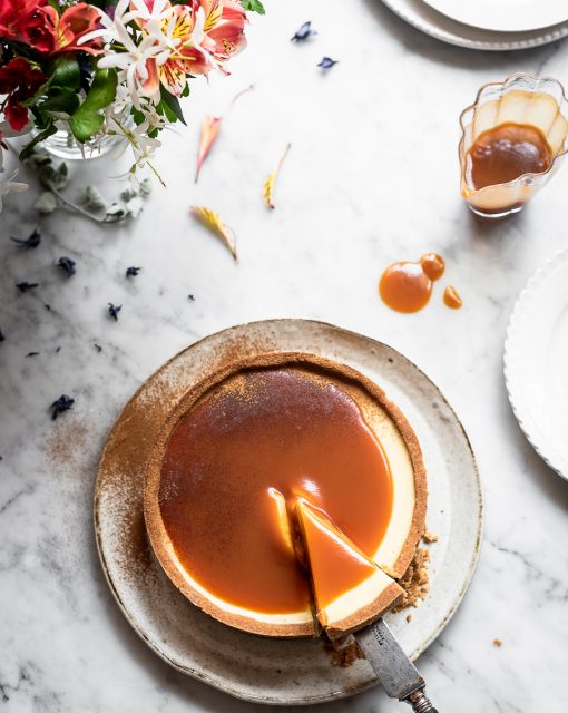 Milk tart Cheese Cake With Rum Caramel