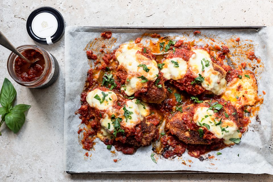 Chicken Parmigiana with Truffle Tomato Sauce