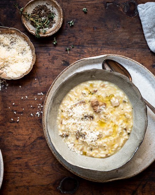 Caramelized Leek Risotto with Porcini Mushrooms