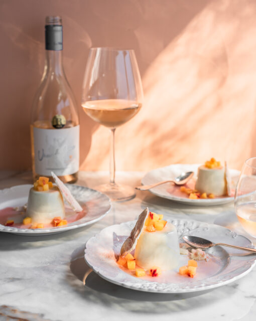 Vanilla Pannacotta with Rosé Syrup